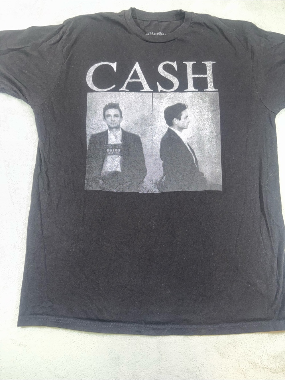 Johnny Cash Mugshot Graphic T-Shirt Black XL Jim Marshall Clothing